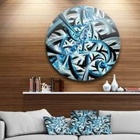 Designart' Plavi Spiralni Fraktalni Dizajn ' Disk Apstraktni Krug Metalna Zidna Umjetnost