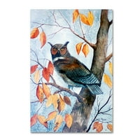 Zaštitni znak likovne umjetnosti Umjetnost platna sova i jesenji listovi Arie Reinhardt Taylor