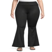 No Boundaries ' Plus Size High Rise Pull on Embossed Flare Pants, Bundle