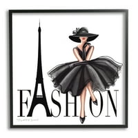 Stupell Industries Pariška modna ilustracija High end dizajn crna haljina, 24, dizajnirao Elizabeth Tyndall
