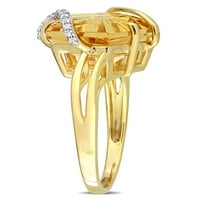 Karat T. G. W. citrin i dijamantski naglasak Žuti kameni prsten umotan od rodijuma od srebra