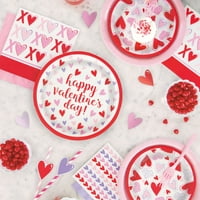 Sparkling Hearts papirni tanjiri za večeru za Dan zaljubljenih, 9in, 24ct