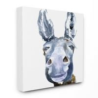Stupell Industries Donkey Portrait Blue Brown Animal Aquarel Painting Canvas Wall Art, 48, Jennifer Paxton Parker